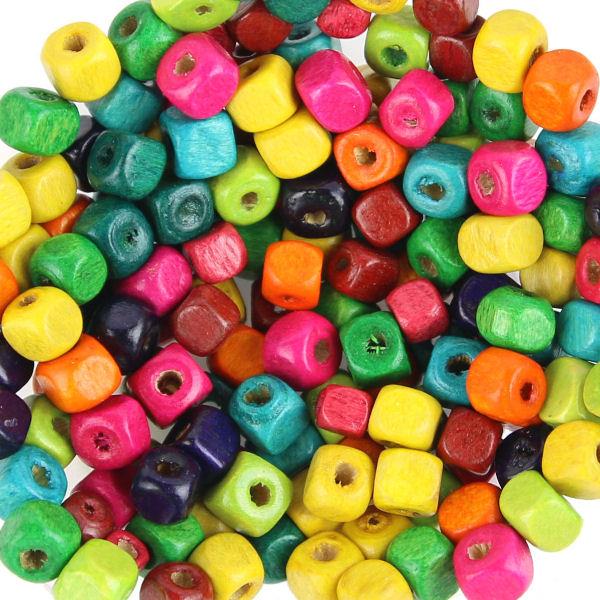 50 Perle in legno quadrate 5mm - colore: MISTO