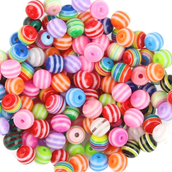 50 Perle 6mm righe - colore: MISTE