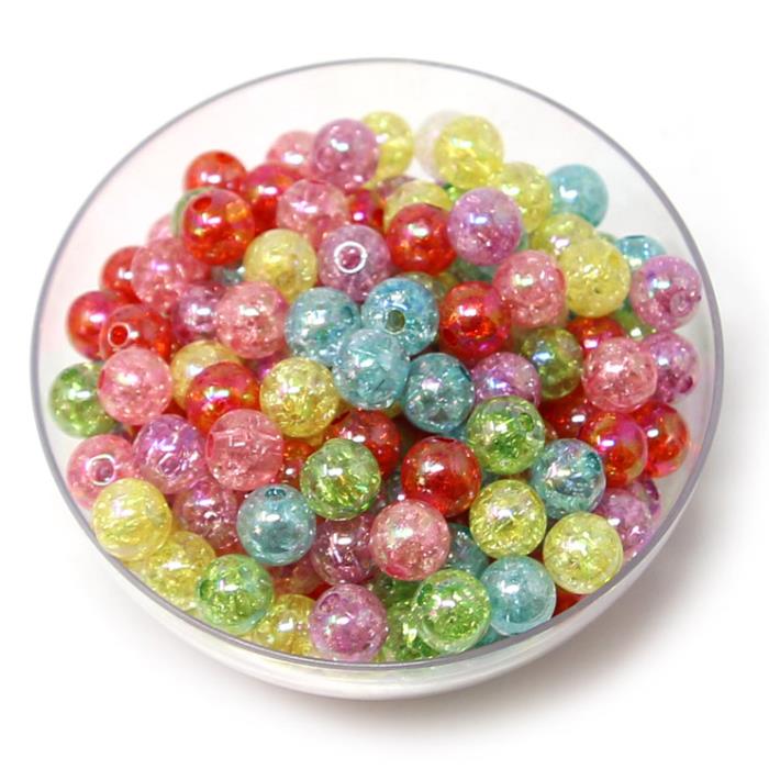 50 Perle tonde 8mm crackle - colore: MISTE