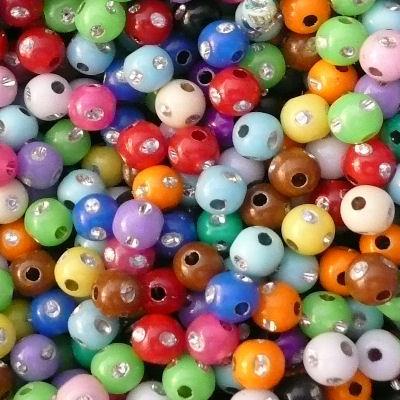 50 Perle tonde con punti metal - Mod. 10 - colore: MISTE