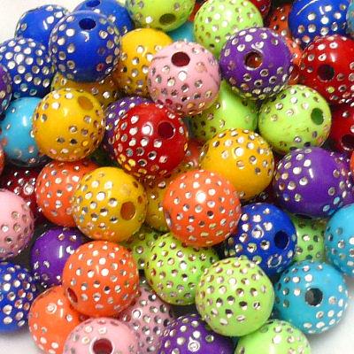 50 Perle tonde con punti metal - Mod. 12 - colore: MISTE