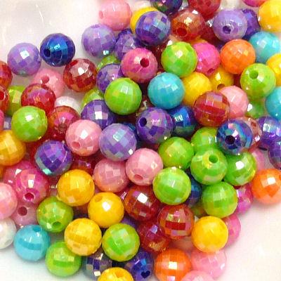 50 Perle tonde sfacettate iridescenti - Mod. 13 - colore: MISTE