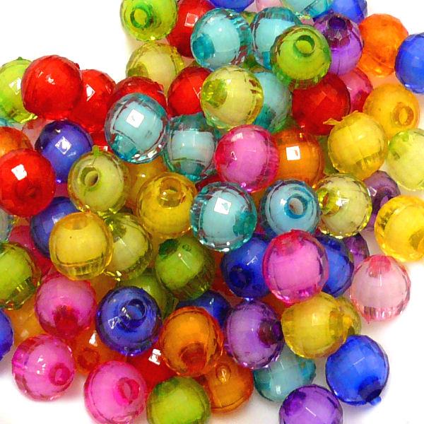 50 Perle tonde sfacettate trasparenti - Mod. 14 - colore: MISTE