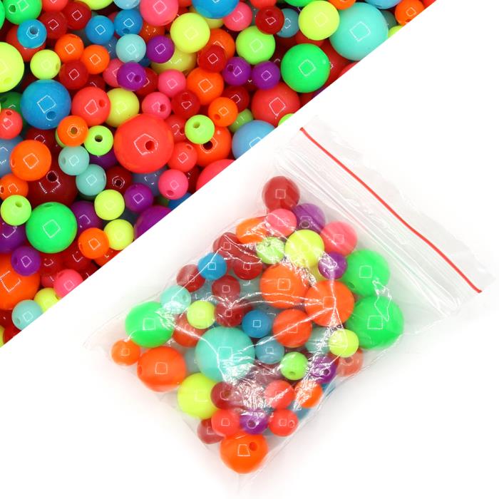 15gr - circa 70 Perle tonde colori intensi miste 6-12mm