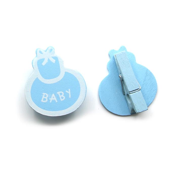 6 Mollette in legno - Mod. 01 - Colore: Azzurro