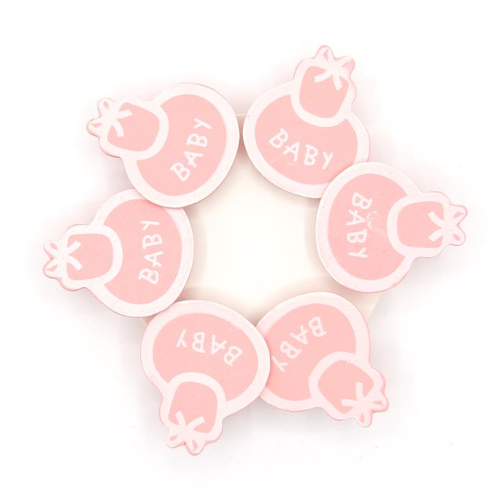 6 Mollette in legno - Mod. 01 - Colore: Rosa