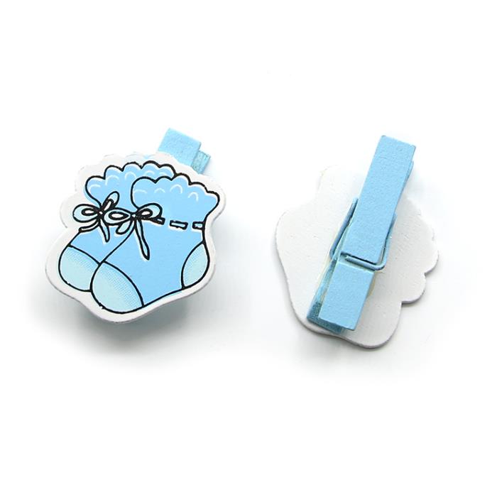 6 Mollette in legno - Mod. 04 - Colore: Azzurro