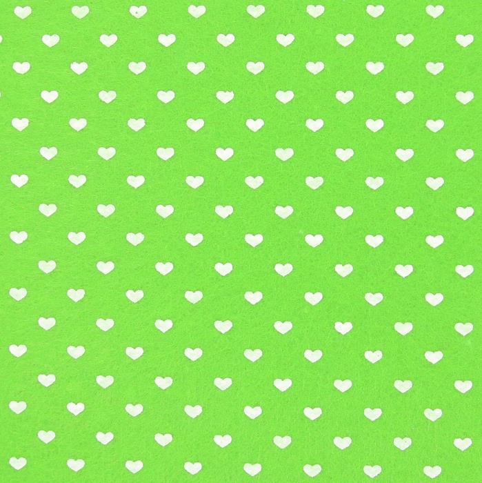 Pannolenci verde con stampa cuori bianchi - 30x30cm