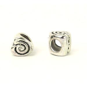 Perla metallica a foro largo - Mod. 27 - Cuore con spirale