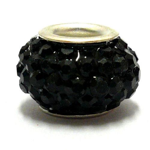 Perla a foro largo ricoperta di strass - Modello 01 - Nero