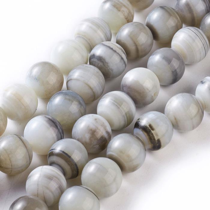 10 Perle agata - 12mm - mod. 1 - Toni del grigio