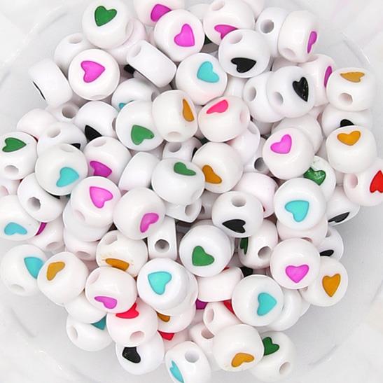 20 Perle Alfabeto Mod. 1 - Spazio: cuori colorati
