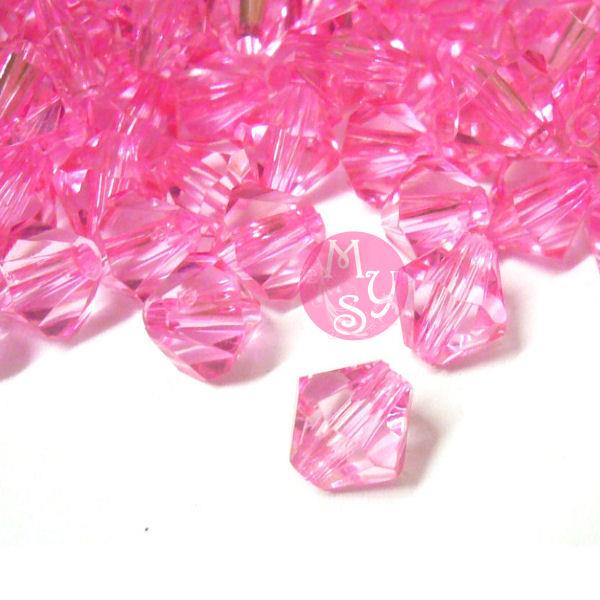 10 Perle bicono 10mm - colore : ROSA