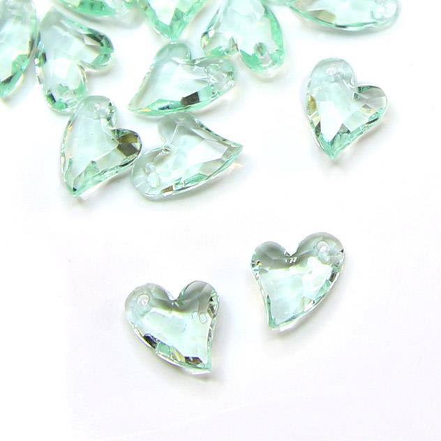 10 Perle trasparenti sfaccettate a cuore con punta curva - Colore: AZZURRO
