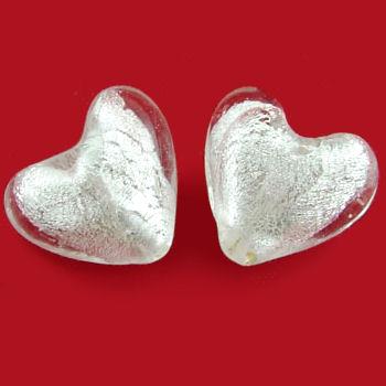 4 Perle a cuore foglia argento - colore: BIANCO