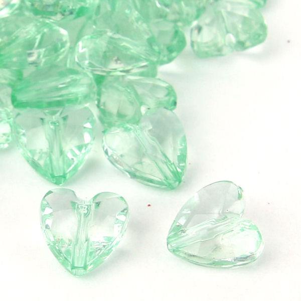10 Perle a cuore sfacettate trasparenti - colore: ACQUAMARINA