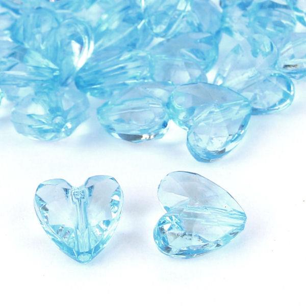 10 Perle a cuore sfacettate trasparenti - colore: AZZURRINO