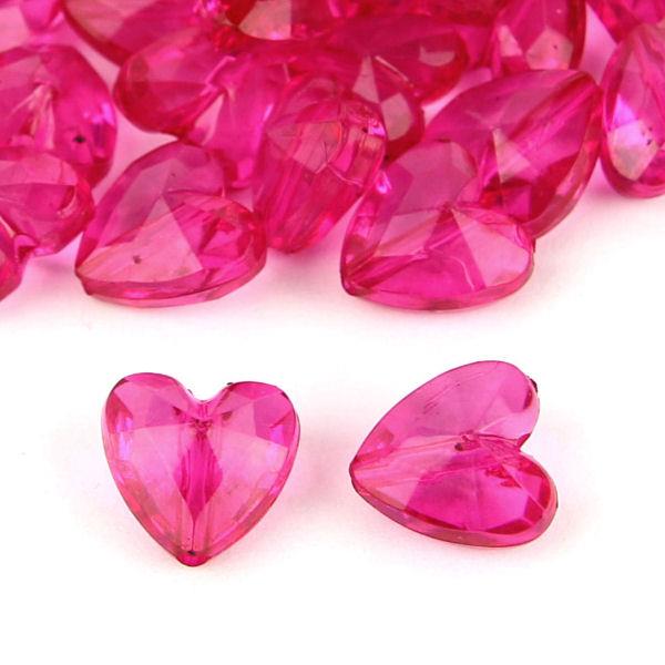 10 Perle a cuore sfacettate trasparenti - colore: CICLAMINO