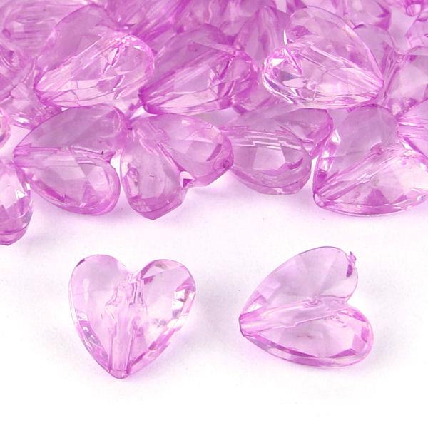 10 Perle a cuore sfacettate trasparenti - colore: LILLA
