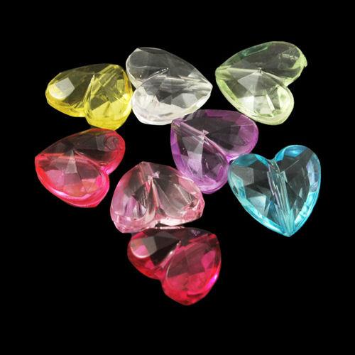 10 Perle a cuore sfacettate trasparenti - colore: MISTO