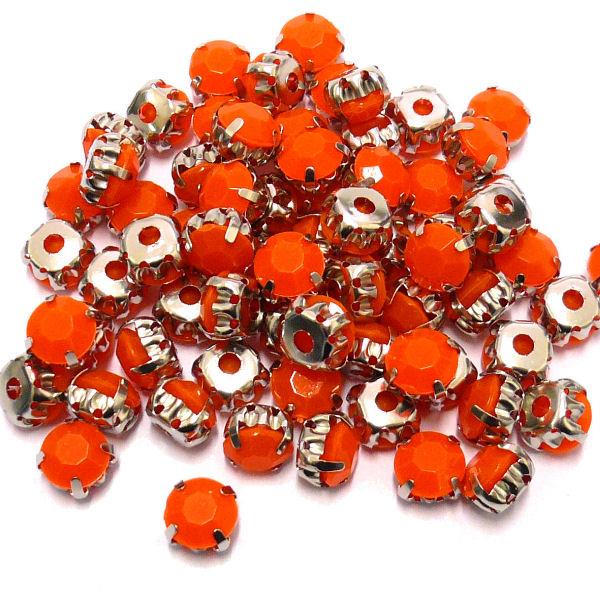 10 Perle con diamante acrilico incastonato 8mm - colore: ARANCIONE