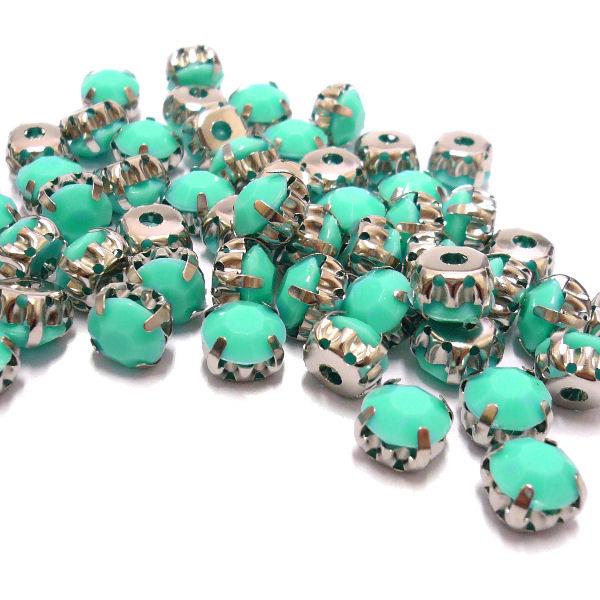 10 Perle con diamante acrilico incastonato 8mm - colore: AZZURRO