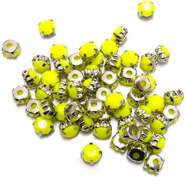 10 Perle con diamante acrilico incastonato 8mm - colore: GIALLO