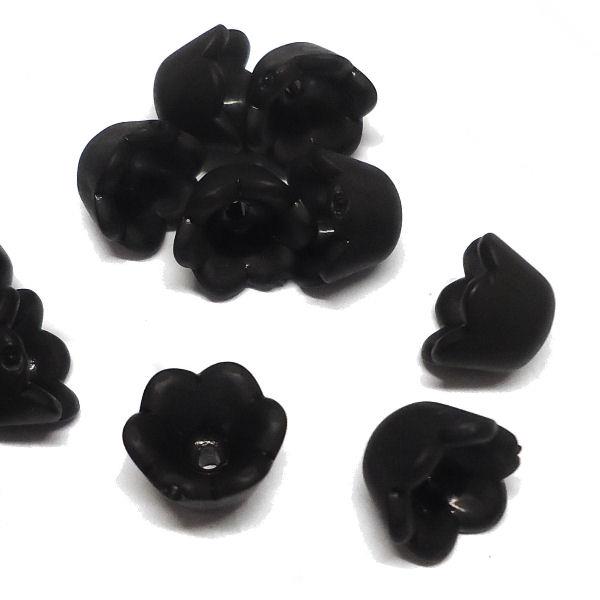 10 Perle a fiore campanella - colore: NERO OPACO