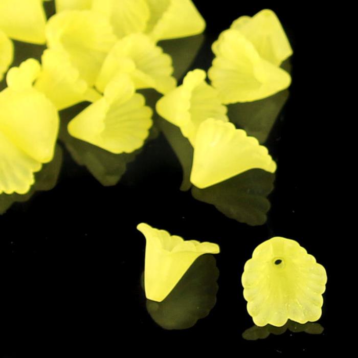 10 Perle a fiore campanula - colore: GIALLO OPACO