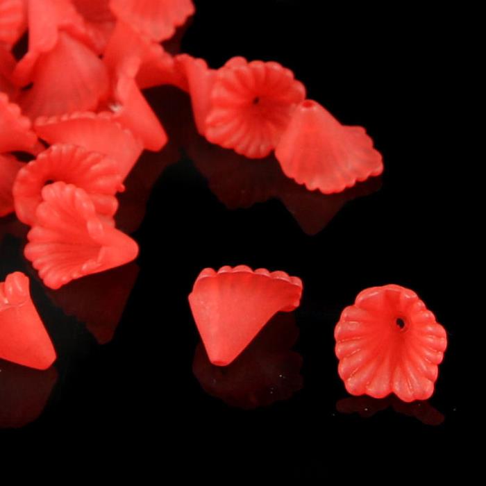 10 Perle a fiore campanula - colore: ROSSO OPACO