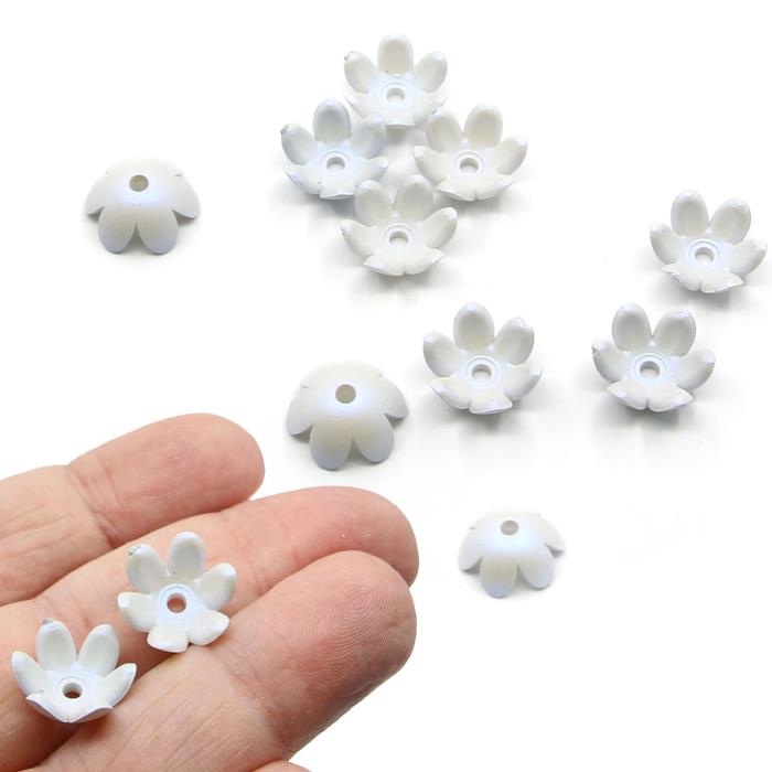 10 Perle a fiore con riflessi - colore: GHIACCIO