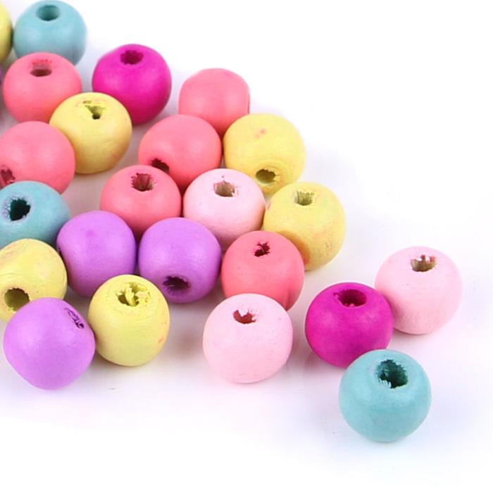 50 Perle in legno tonde 10mm - colore: MISTO PASTELLO