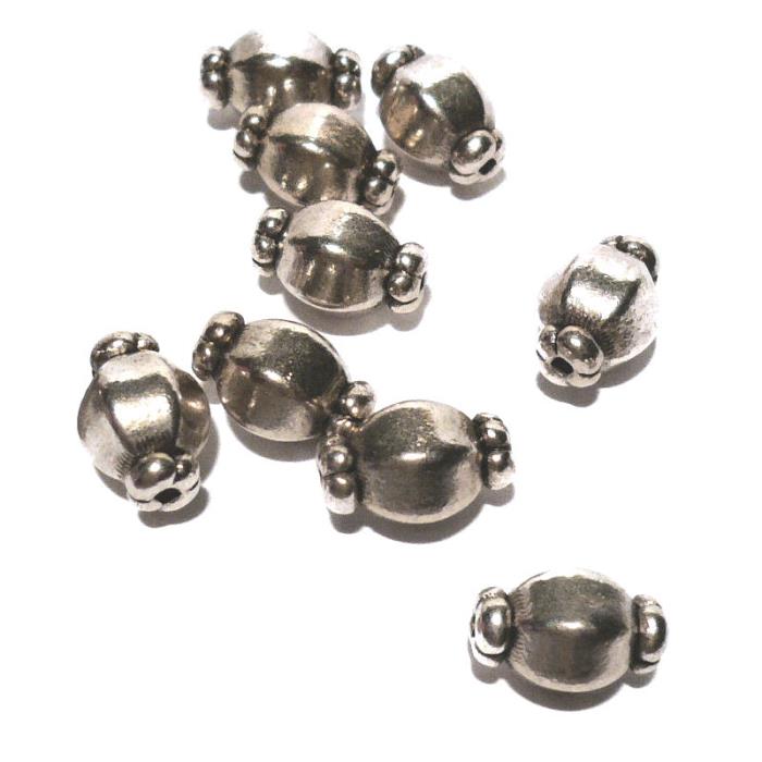 10 Perle metalliche ovali