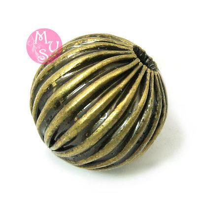 10 perle metalliche bronzo zigzag - 10mm