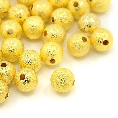 20 Perle tonde metalliche zigrinate dorate - 8mm
