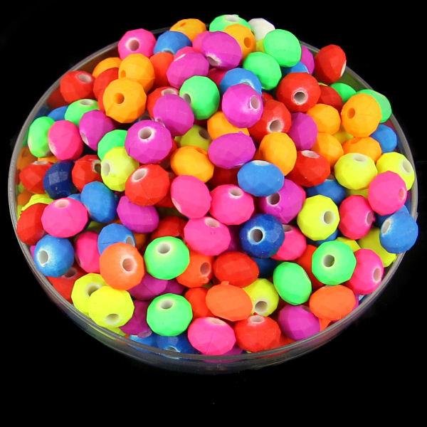 20 Perle ovali 8mm sfacettate tinte neon - colore: MISTE