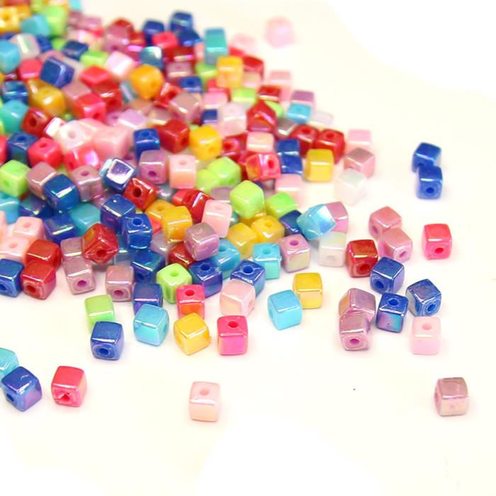 50 Perle quadrate iridescenti - Mod. 15 - colore: MISTE