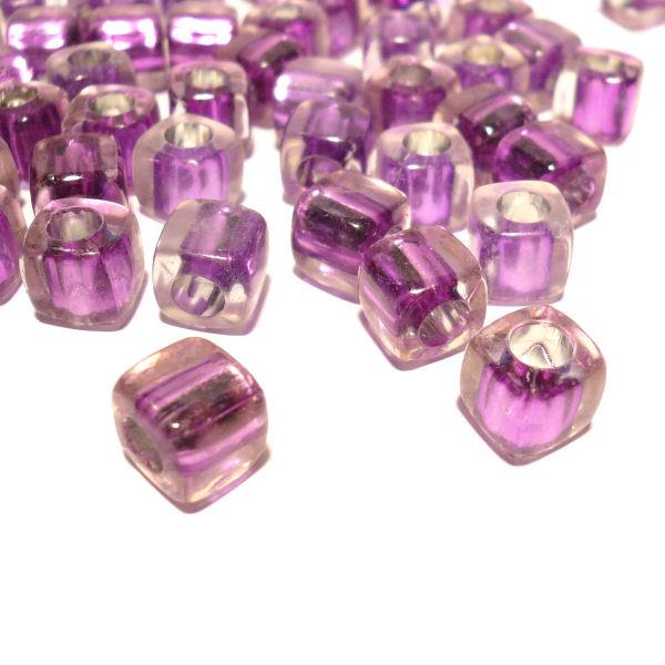 10 Perle quadrate trasparenti - colore: VIOLA