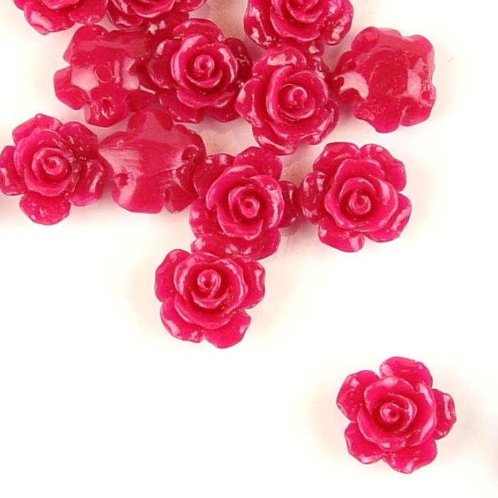 4 Perle a rosa 1,2cm - colore: FUCSIA