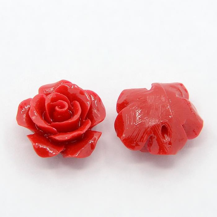 4 Perle a rosa 1,4cm - colore: ROSSO