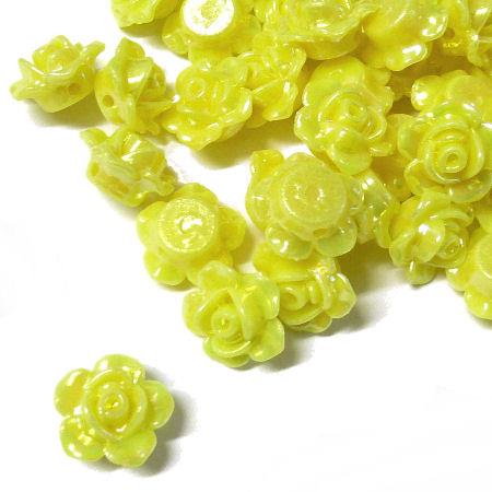 10 Perle a rosa iridescenti pastello - colore: GIALLO