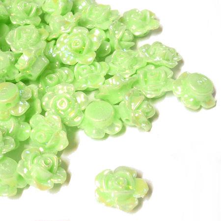 10 Perle a rosa iridescenti pastello - colore: VERDE