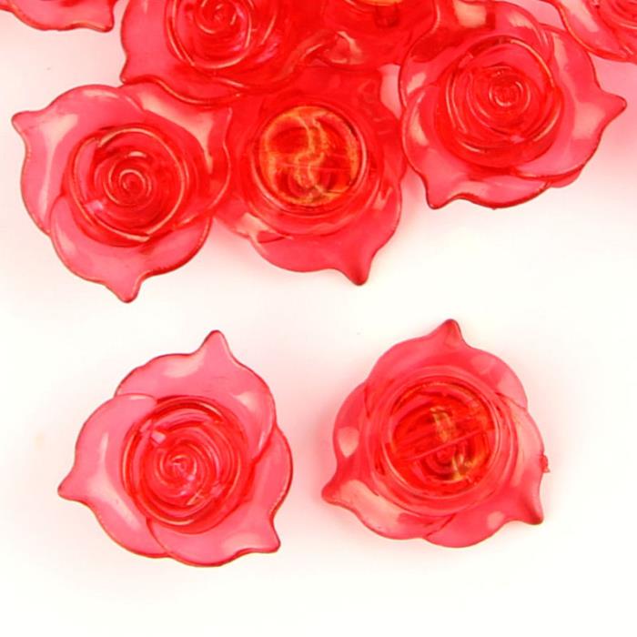 10 Perle a rosa trasparenti - colore: ROSSO