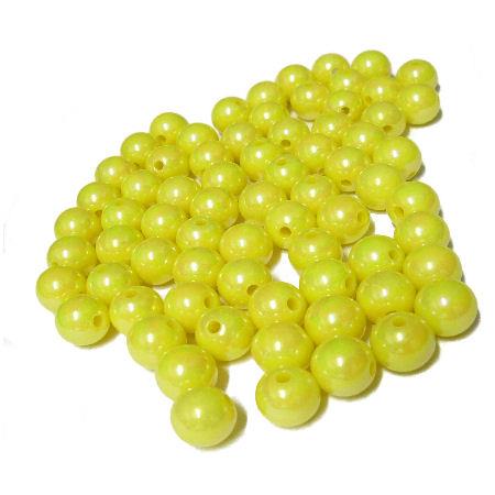 10 Perle tonde iridescenti pastello 8mm - colore: GIALLO