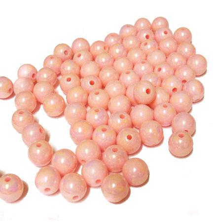10 Perle tonde iridescenti pastello 8mm - colore: ROSA