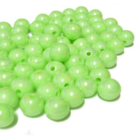 10 Perle tonde iridescenti pastello 8mm - colore: VERDE