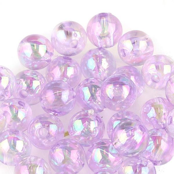 10 Perle tonde iridescenti trasparenti - colore: LILLA
