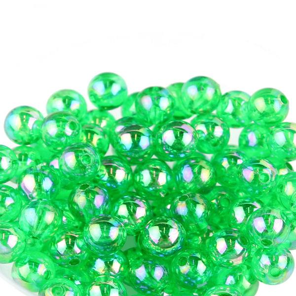 10 Perle tonde iridescenti trasparenti - colore: VERDE
