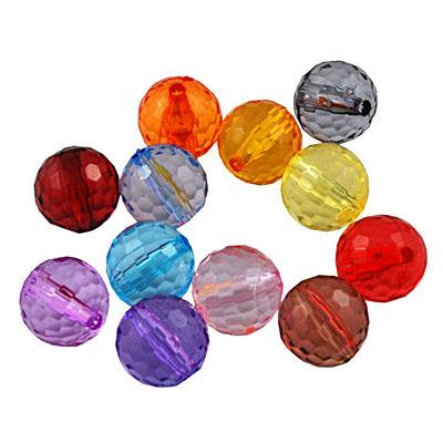 10 Perle tonde sfacettate trasparenti - colore: MISTE