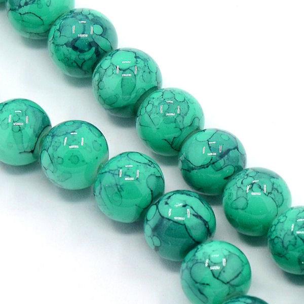 20 Perle marmorizzate in vetro - colore: ACQUA-FUME'